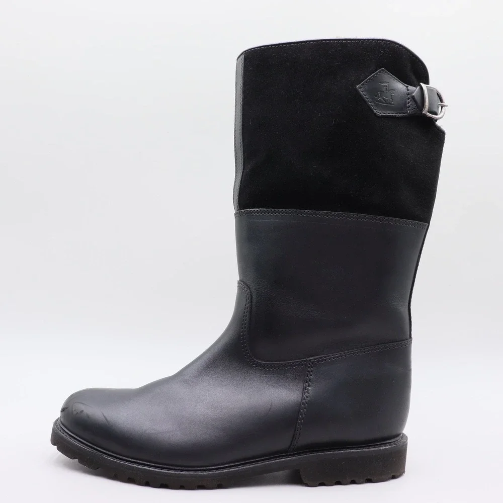 Ludwig Reiter Maronibrater Mens 8.5 Black Leather Suede Shearling Winter Boots